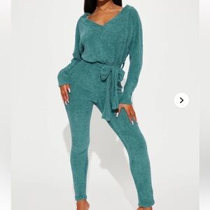 Cozy Teal Jumpsuit
